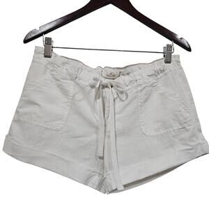Hollister Linen Blend Drawstring Shorts Size 9 Off White